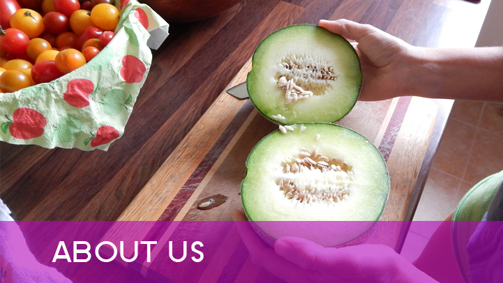 About us - melon on kitchen table